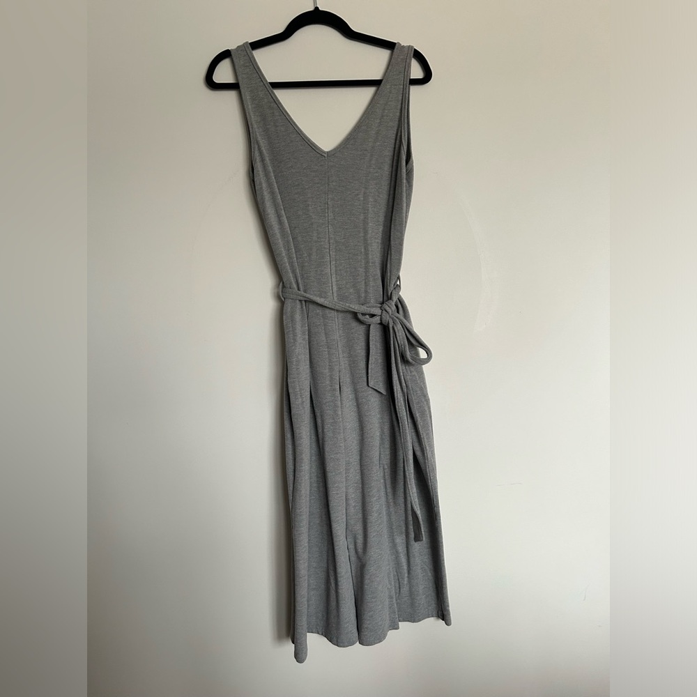 Smash + Tess Gray Sleeveless V-Neck Jumpsuit with Tie Waist